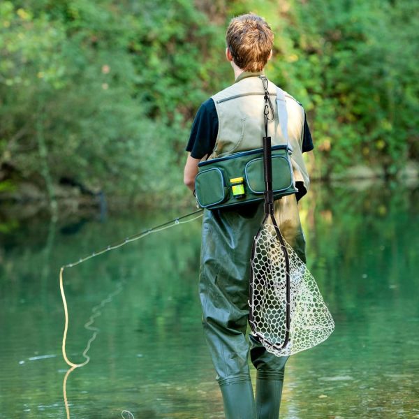 DEAYOU Fly Fishing Landing Net, Soft Rubber Mesh Bass Trout Net with Collapsible Handle and Magnetic Release, Folding Catch and Release Net for Freshwater, Fly Fishing Gear Accessories - Image 7
