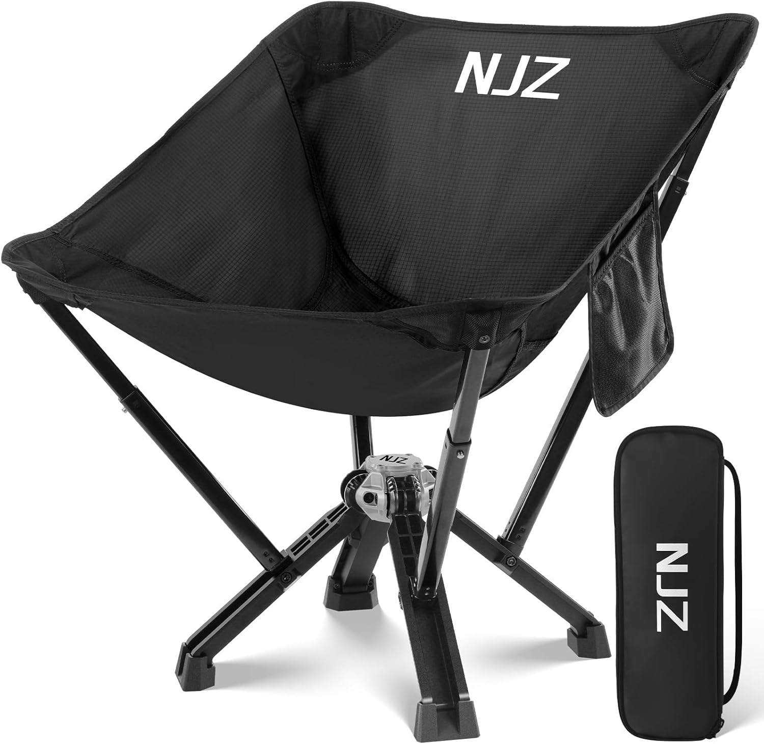 Folding Camping Chairs for Adults – 600 LBS Capacity Sturdy Camping Folding Chair, Portable Chair with Quick Setup & Carry Bag – Compact Camp Chair for Outdoor Adventures – Black